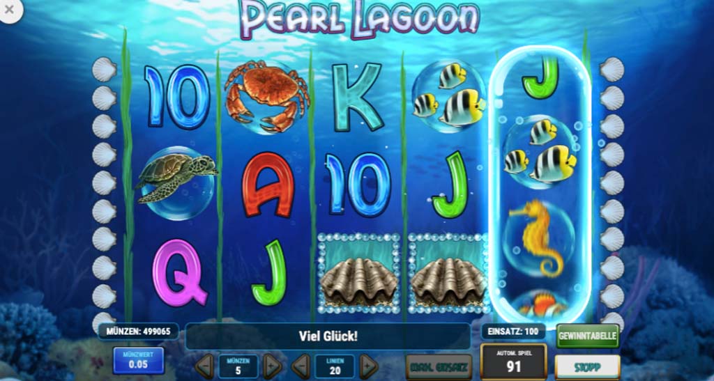 Pearl Lagoon Slot Spieloberfl&auml;che